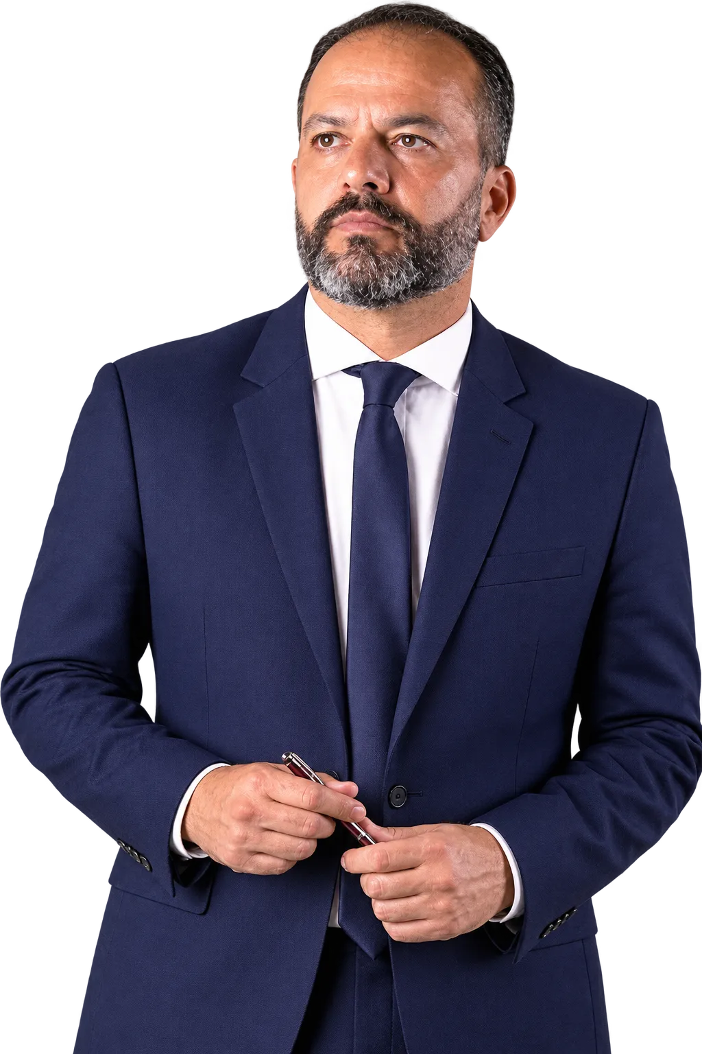 Dr. Lauro de Almeida Neto, advogado criminalista, de terno azul-marinho